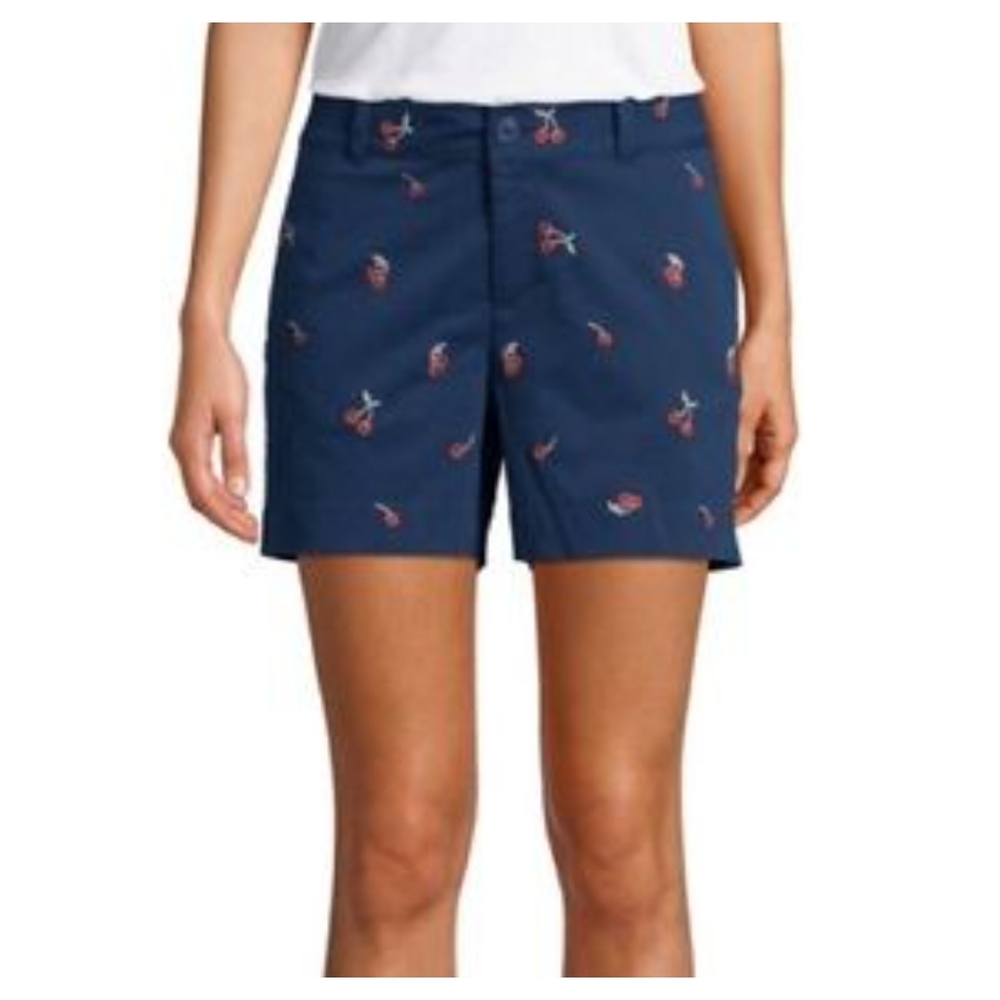 St. John's Bay‎ Blue w/ Embroidered Cherries Shorts